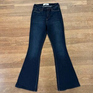 Hollister Curvy High-Rise Vintage Flare dark wash jeans juniors size 7 long B47